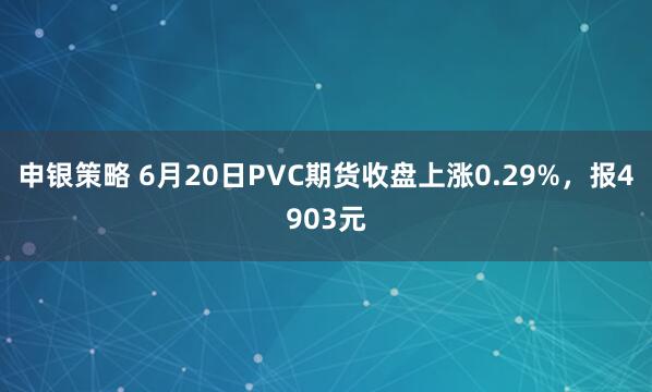 申银策略 6月20日PVC期货收盘上涨0.29%，报4903元