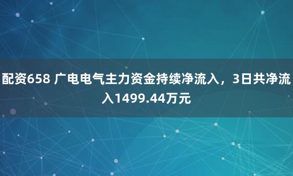配资658 广电电气主力资金持续净流入，3日共净流入1499.44万元