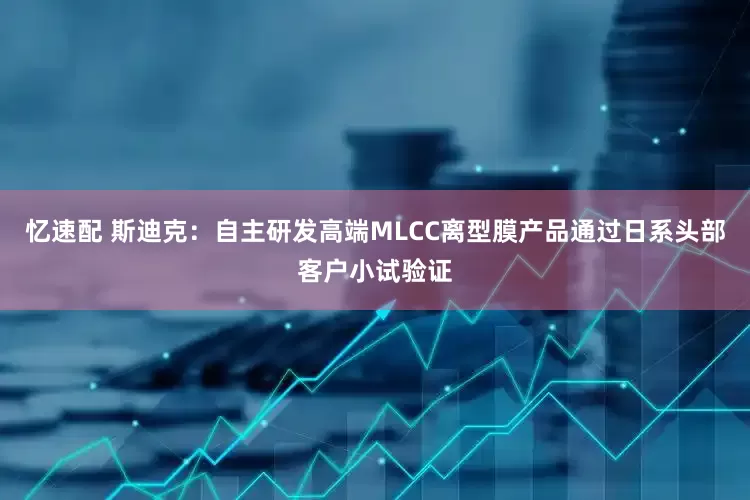 忆速配 斯迪克：自主研发高端MLCC离型膜产品通过日系头部客户小试验证
