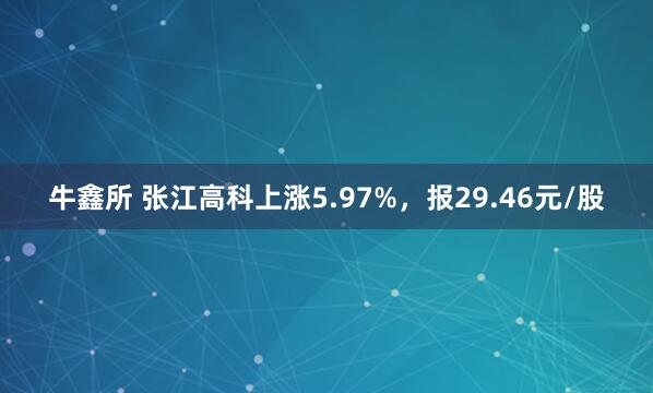 牛鑫所 张江高科上涨5.97%，报29.46元/股